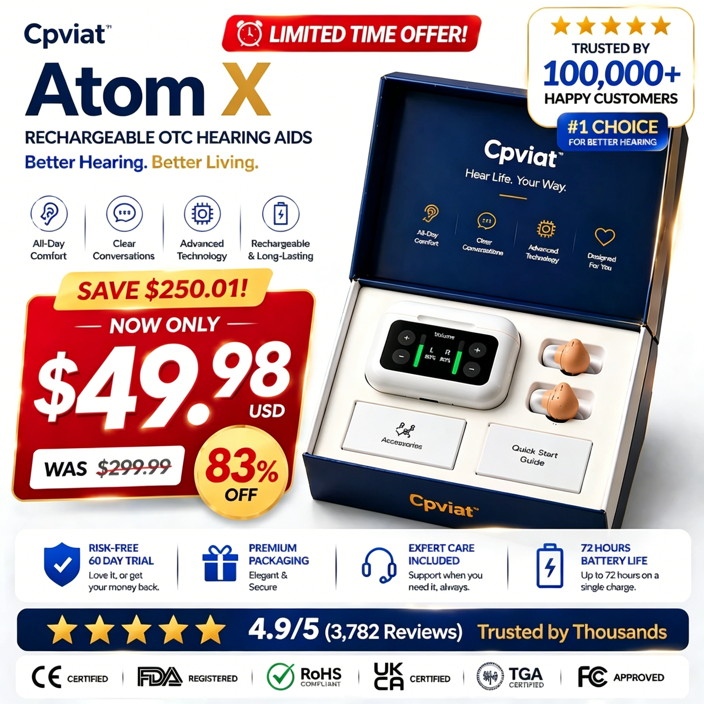 🔥 Today Only! Cpviat™ Atom X Smart Hearing Aids — Hear Clearly, Feel Confident Again 💖