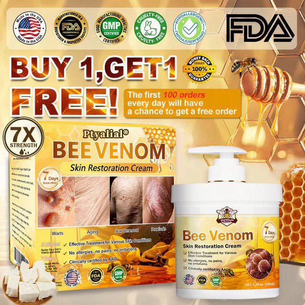 🐝🔥FDA Approved| Ptyalial® Bee toxin Skin Restoration Cream (Anti-aging, Hydrating, Skin Repair, Even Tone, Acne and Dark Spot Treatment, Wart and Mole Removal, Psoriasis Relief)