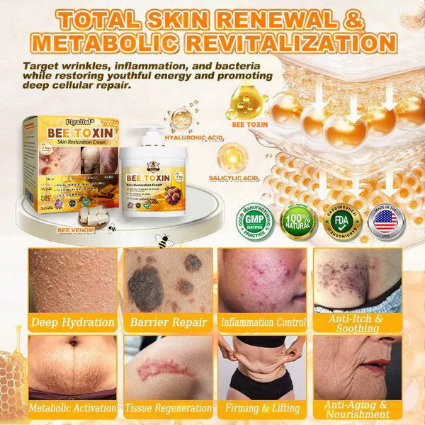 🐝🔥FDA Approved| Ptyalial® Bee toxin Skin Restoration Cream (Anti-aging, Hydrating, Skin Repair, Even Tone, Acne and Dark Spot Treatment, Wart and Mole Removal, Psoriasis Relief)