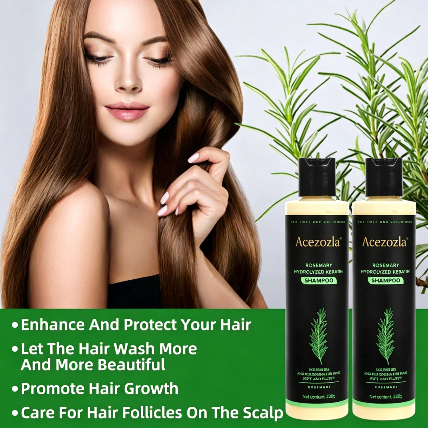 Acezozla® Rosemary Shampoo | Hair Growth & Anti-Dandruff Scalp Treatment